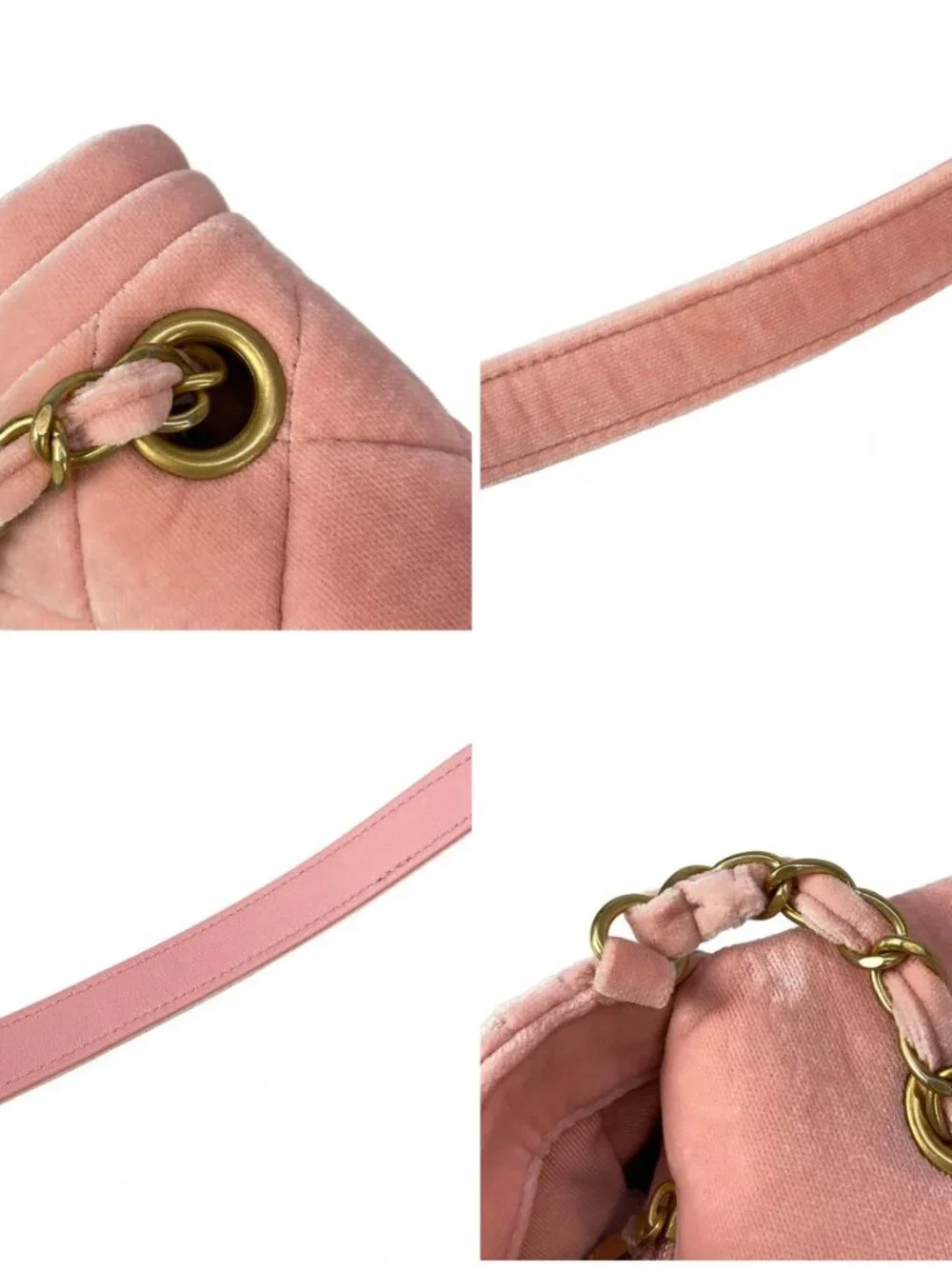 CHANEL Matelasse Pink Velour Shoulder Bag gold hardware